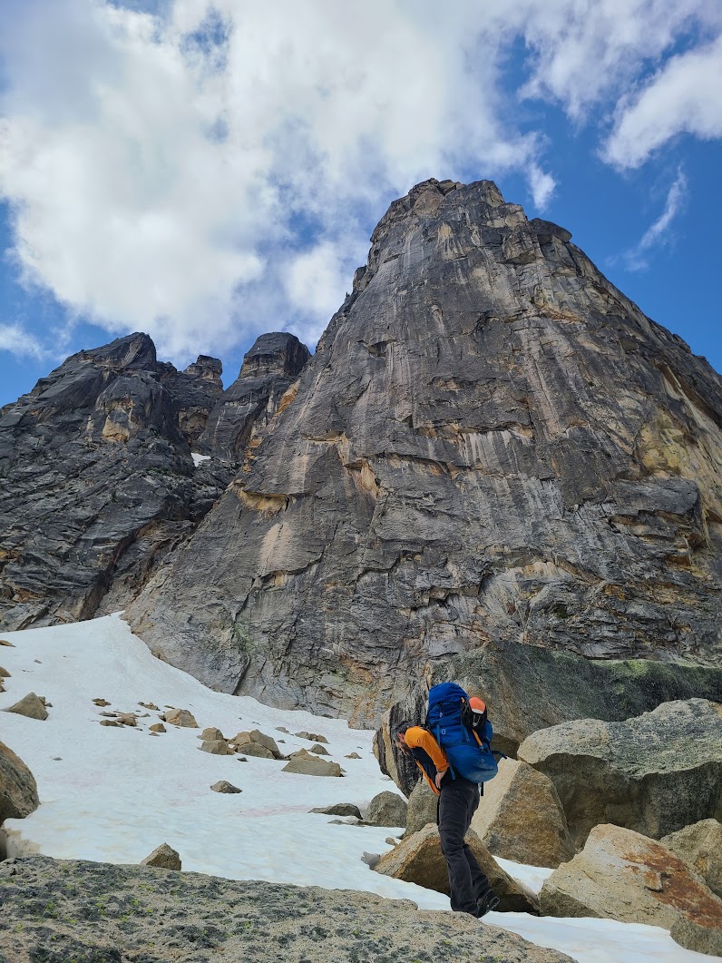 Looking up at the route from the base